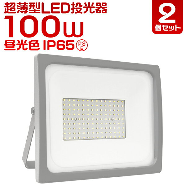 【6/4 20時-SALE開始】［2個セット］LED 投光器 100W LED投光器 昼光色 電球色 避難所 防災 災害 防犯 庭 玄関 業務用 工場 IP65 広角120度 ledライト 看板灯 集魚灯 作業灯 舞台照明 屋内 屋外 照明 ゴルフ 野球 ポータブル投光器 防水加工 ACコード付