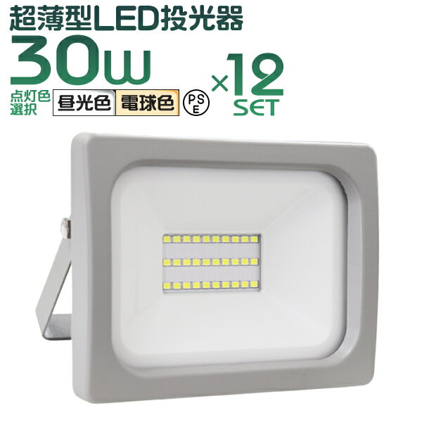 【送料無料】［12個セット］LED投光器 30W LED 投光器 昼光色 電球色 避難所 防災 防犯 庭 工場 倉庫 IP65 広角120度 ledライト 看板灯 集魚灯 作業灯 舞台照明 屋内 屋外 照明 ゴルフ 野球 サッカー ポータブル投光器 防水加工 ACコード付商品