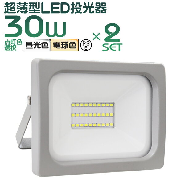 【P10倍×0のつく日】［2個セット］LED投光器 30W LED 投光器 昼光色 電球色 避難所 防災 災害 防犯 庭 玄関 業務用 IP65 広角120度 ledライト 看板灯 集魚灯 作業灯 舞台照明 屋内 屋外 照明 ゴルフ 野球 サッカー ポータブル投光器 防水加工 ACコード付商品