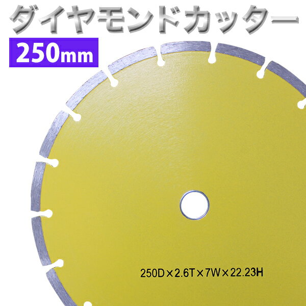 【送料無料】 ダイヤモンドカッター 外径 250mm セグメント 工場 倉庫 整備 設備 建築 工事 現場 農業 林業 畜産 酪農 家庭用 業務用 長持ち 寿命 ［乾式 コンクリート ブロック タイル レンガ 切断 切削]