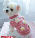 お花付きニット 可愛い 服 犬服 お出かけ 小型犬 秋冬 可愛い 犬の服 セーター 暖かい 小型犬 チワワ プードル 柴犬 ピンク