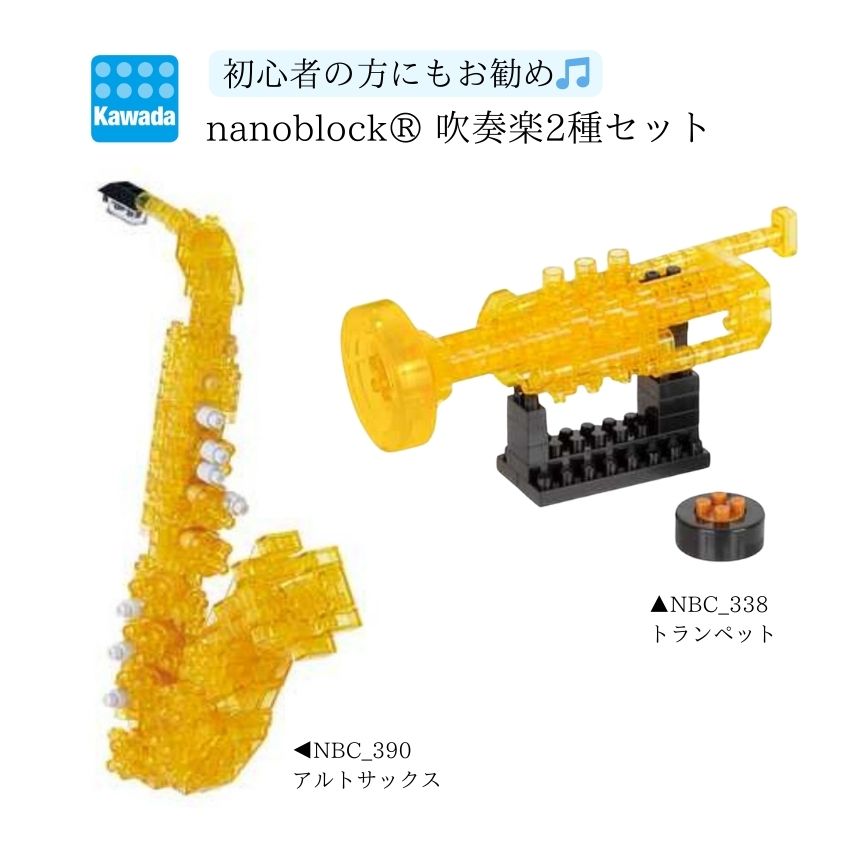 カワダ ナノブロック 吹奏楽2種セット カワダ ブロック ホビーブロック nanoblock 小さいブロック ドット絵 ナノブロック ミニ楽器 コレクション クリスマス お誕生日 おうち時間 教育 難しいブロック 知育玩具 【メール便対応 6点まで】