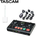 【セット内容】TASCAM USBオーディオインターフェイス US-42B/Apple純正Lightning to USB 3 Camera Adapter/TASCAM 純正 共通ACアダプター ネット配信に強い卓上オーディオインターフェイス スタッフのコメント： ■本製品のお勧めポイント TASCAM US-42BをiPhoneに接続するためのiOS接続用ケーブルのセット。lightning端子搭載のiPhone/iPadにUS42Bを繋ぎ使用することができます。マイクなどは別売となりますので、お好みのマイクとセットでご利用下さいませ。 ■オーディオインターフェイスのお勧めポイント 私が数あるウェブキャスティングオーディオインターフェイスの中で本製品をお勧めする最大のポイントは[シンプルな操作感]という点です。主要な設定ツマミはボリュームやエコーの調整ツマミのみで、配信に必要な最小限のツマミに厳選されているのが良いですね。レベルメーターも中央に大きく配置されているので、音量がきちんと入っているのかぱっと見で分かるのが良いと思いました。 ■入力端子について マイク入力は2系統となります。このマイク入力は(1)ダイナミックマイク(2)コンデンサーマイク(3)ライン/ギター入力の3つのモードを切り替えて使用することが出来ます。切り替え機能により、CH1はコンデンサーマイク、CH2はエレキギターといった組み合わせでもご利用頂けます。一般的な2CHオーディオインターフェイスは全ての入力端子にファンタム電源が流れる製品がありますが、US-42Bなら個別にファンタム電源を供給することができ、大変便利です。 ■面白い機能 本製品はネット配信、おもに生放送等にフォーカスを当てた製品だと思います。なかでも、インターフェイスにポンだし制御ボタンを実装しているのが他に無い特長ですね。ポンだしボタンは3つ付いていて、このボタンを押すことで効果音を瞬時に再生することができます。効果音は、専用ソフトで任意の音に変更することもできます。配信中に「パチパチ」といった効果音を加えたい、というご要望にも本製品はぴったりです。※サンプラー機能では無く、ポンだし制御コントロール機能となります。iOS使用時にはポンだし使用不可です。 ■別売アクセサリーを使用でiPhone/iPadでも使える 別売のApple純正カメラアダプターと、USB電源を使用することで、iPhone・iOSへ繋ぎ音声を取り込む事が出来ます。Apple純正の3カメラアダプターをご利用頂ければ、スマートフォンを充電しながらインターフェイスを使用することが出来る為、配信中にスマートフォンの電源が落ちる心配もありません。 配信をもっと楽しく、もっと高音質に。 かんたん操作で各種ネット配信サービスを使った音声演出を楽しめる家庭用放送機器。 モード切り替えで配信/制作用途の双方に対応、マイク2本の同時使用が可能なハイグレードモデル。 基本情報 ■オーディオインターフェイスの仕様 サンプリング周波数 44.1k/48k/88.2k/96k Hz 入力端子 2系統/XLR PHONE兼用コンボジャック 出力端子 RCAピンジャック/ヘッドフォン：6.3mm(1/4&quot;)ステレオ標準ジャック USB オーディオ USB2.0 電源 パソコン接続時：パソコンよりUSB経由で供給 iOSデバイス接続時：USB Micro Bタイプから供給 ※ USB電源アダプター (電圧5V、電流700mA以上供給可能なもの)、 外付けバッテリーパック (電圧5V、電流700mA以上供給可能なもの)、 TASCAM BP-6AA (別売) 対応OS Windows Windows 10 (October 2020 Update) , Windows 10 (May 2020 Update) , Windows 8.1 , Windows 7 Mac macOS Big Sur , macOS Catalina , macOS Mojave , macOS High Sierra (10.13) , macOS Sierra (10.12) , OS X El Capitan (10.11) , OS X Yosemite (10.10) , OS X Mavericks (10.9) iOS iPadOS 14 , iOS 14 New , iPadOS , iOS 13 , iOS 12 , iOS 11 , iOS 10 , iOS 9 , iOS 8 , iOS 7 ※最新の対応状況はTASCAMメーカーサイトにてご確認下さい。 ご確認ください。 ※ホームページ上で掲載されている写真は使用例です。パソコン等は付属致しません。以下、オーディオインターフェイスの特長です。 スマートホンやパソコン用のマイクにも対応 MiNiSTUDIO CREATOR US-42 スマートホン用の4極イヤホンマイクやパソコン用のヘッドセットマイクにも対応していますので、本格的なマイクを用意することなく、すぐに配信することが出来ます。 BGM再生などに役立つ外部入力端子(AUX) MiNiSTUDIO CREATOR US-42 スマートホンや携帯音楽プレーヤーをステレオミニジャックに接続するだけで簡単にBGM再生に使うことが出来ます。そのほか、シンセサイザー等のステレオ楽器はもちろん、TASCAM DRシリーズなどハイレゾレコーダーを接続して、マイク代わりにすることも可能です。 放送事故を未然に防ぐON AIRキー ON AIRキーは、音声のON/OFFスイッチです。配信準備時にはOFFに、配信する時は、ONにして、配信開始。 OFFにした状態であれば、放送に流れることなくパソコンに送られる前の音声をヘッドホンで聞くことが可能なインプットモニター方式を採用。入力音声は常にヘッドホン出力に送られているため、特に設定をしなくてもモニター出来ます。ON AIRキーを押すとヘッドホンで聞いている音がパソコンに送出され、赤く点灯します。 裏で話していたつもりが、実は配信されてたなどの放送事故を未然に防ぐことができます。 ストラップホールも装備した首から下げられる軽量設計 MiNiSTUDIO CREATOR US-42 気兼ねなく持ち運ぶことが出来る軽量設計で、市販のカメラ用ストラップをつければ、首から下げて使用することもでき、VR HMD(ヘッドマウントディスプレー)を装着したときなど、手元で操作したいときなどにも便利です。 BGMの音量をトークにあわせて自動的に下げるダッキング機能 MiNiSTUDIO CREATOR US-42MiNiSTUDIO CREATOR US-42 設定した音量のマイク入力を検知すると自動的にBGMの音量を下げることができます。 BGMを流しながらトークをする際などに便利です。 ※Macの場合は、外部入力 (AUX) のみに対応しています。 ※Windowsの場合は、外部入力 (AUX) およびCOMPUTER (パソコンの出力音) に対応しています。 ポンと押すだけ！効果音を再生 MiNiSTUDIO CREATOR US-42 本体のPONキーを押すと、Settings panelで設定された効果音などの音声ファイルを再生することができます。 ※パソコン接続時のみ使用可能です。 愉快なボイスエフェクト！ RADIO、ECHO、MALE、FEMALE、CHOPPERの5種類のエフェクトを用意。 本体のボタン一つで簡単に声を変えられ、VR配信など、なりきりたいキャラに合わせてMALE、FEMALEなどの演出ができます。 リバーブエフェクトをつまみひとつで簡単調整 歌や楽器演奏を配信するのに欠かせないリバーブエフェクト。つまみを回すだけで簡単に調整ができます。また、HALL、ROOM、LIVE、STUDIO、PLATEの5種類のプリセットを用意し、様々な環境に合わせた演出が可能です。