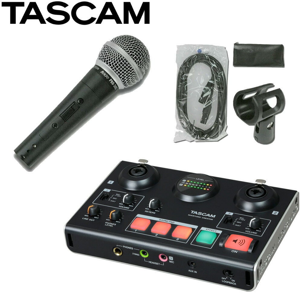 TASCAM US-42B オーディオインターフェイス ダイナミックマイク (残響エフェクト内蔵)