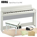 【Bluetooth対応】コルグ 電子ピアノ C1-air ホワイト「本体と椅子のマット付」KORG C1-air WH(2)