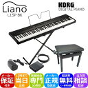 KORG 電子ピアノ Liano L1SP BK(ブラック) スタンド+安定感のある小型ピアノ椅子(黒色)付き(2)