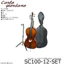 身長125〜145cm チェロ6点セット■カルロジョルダーノ SC-100 1/2サイズ「本体/弓/ケース/松脂/スタンド/クロス」【お取り寄せ品】