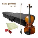 CarloGiordano Violin Outfit VS-1 1/2 カルロ・ジョルダーノ 入門バイオリンの定番　身長目安：125〜130cm 当店では初心者向けの機種を中心に年間1000セット以上のバイオリンを販売いたしておりますが、過去最も販売量の多い機種が、こちらカルロジョルダーノのVS-1および本体が同じ当店オリジナルのVS-F1です。 取り扱いを始めたころ、中国生産のバイオリンは品質が悪いということで敬遠される方も多かった時期がありましたが、現在は全国各地の多くのバイオリン教室で採用されリピートいただくようになりました。 ■仕様 サイズ 1/2 表板 スプルース 裏板＆側板 、ネック メイプル 指版 エボニー 糸巻き エボニー テールピース メタル製4アジャスタータイプ ■セット品のご紹介 本機種には他にセット品をご用意いたしております。目的に応じてお好みのセットをお選びください。 SET　内容 ASET　内容 Bセット　内容 Cセット　内容 1：本体 2：弓 3：ケース 4：松脂 5：クロス 1：本体 2：弓 3：ケース 4：松脂 5：クロス 6：肩当て 7：チューナー 1：本体 2：弓 3：ケース 4：松脂 5：クロス 6：肩当て 7：チューナー 8：交換用セット弦 9：ミュート(弱音器) 1：本体 2：弓 3：ケース 4：松脂 5：クロス 6：肩当て 7：チューナー 8：交換用セット弦 9：ミュート(弱音器) 10：教則本 11：教則DVD 12：譜面台当店一番人気の初心者向けバイオリンVS-1 当店では初心者向けの機種を中心に年間1000セット以上のバイオリンを販売いたしておりますが、過去最も販売量の多い機種が、こちらカルロジョルダーノのVS-1および本体が同じ当店オリジナルのVS-F1です。 取り扱いを始めたころ、中国生産のバイオリンは品質が悪いということで敬遠される方も多かった時期がありましたが、現在は全国各地の多くのバイオリン教室で採用されリピートいただくようになりました。 ■カルロジョルダーノ こちらのブランドを生み出したマックコーポレーションは、中国の提携工房へ技術提供をして生産委託し弦楽器や管楽器をオリジナルブランドで世界へ流通させている日本のメーカーです。 国内には同じ様に独自のブランドでリーズナブルな弦楽器や管楽器を国内外に流通させているメーカーがいくつかございます。 弦楽器の代表的なブランドは、本商品カルロジョルダーノ（マックコーポレーション）やハルシュタット(キョーリツコーポレーション）とステンター（キクタニミュージック）ですが、それ以外にもたくさんの安価なバイオリンが流通いたしております。 ■品質が良い理由 カルロジョルダーノが品質が良いと言われる理由は、このブランドを扱うマックコーポレーションに充実した技術スタッフが居ることです。また、現地にも技術スタッフが居り製造されたバイオリンを現地で品質チェックして国内に輸入しております。さらに、輸入された楽器を名古屋(マックコーポレーション本社技術課）で調整して国内に流通させております。 ■当店が選ばれる理由 別途検品内容については詳細なご案内を致しておりますが、バイオリンはお手元に到着して、そのままご使用いただける状態になっておりません。 バイオリンなど弓を使う弦楽器は、演奏前の準備がいくつか必要です。その1つが弓に松脂をつけるという準備。 松脂をつけず弾いても全く音が鳴りません。当店では、すべての楽器を試奏検品いたしますが、試奏を行う為には弓に松ヤニを塗り調弦をして音を鳴らしますので弓の状態や弦の状態また余分な共鳴がないかなどをチェックし必要に応じて調整を行っております。 国内の代表的な3社の中でもっと品質が安定しているカルロジョルダーノでさえ、試奏検品すると不具合が生じている場合がございます。実際に音を出さないと分からない所を当店では見つけて正常な状態にして出荷致しております。 ■VS-1と当店オリジナルVS-F1の違いについて VS-1は一般流通している商品で、VS-F1は当店のオリジナル機種です。 本体と弓は同じですが、最初に張っている弦が当店のオリジナルはスチール弦が張ってある点とケースの色がブルーという点が異なっております。 ナイロン弦の方が柔らかい音がいたしますが、弦が太くなりますので初心者の方は指が痛くなるという方も少なくありません。そこで、当店では押さえやすいスチール弦を採用いたしております。 なお、VS-1の弦は通常ナイロン弦が張られていますが、1/10サイズと1/16サイズはスチール弦になりますので本体に違いがなくなります。予めご了承ください。 ■仕様 サイズ 1/2 表板 スプルース 裏板＆側板 、ネック メイプル 指版 エボニー 糸巻き エボニー テールピース メタル製4アジャスタータイプ ■セット品のご紹介 本機種には他にセット品をご用意いたしております。目的に応じてお好みのセットをお選びください。 SET　内容 ASET　内容 Bセット　内容 Cセット　内容 1：本体 2：弓 3：ケース 4：松脂 5：クロス 1：本体 2：弓 3：ケース 4：松脂 5：クロス 6：肩当て 7：チューナー 1：本体 2：弓 3：ケース 4：松脂 5：クロス 6：肩当て 7：チューナー 8：交換用セット弦 9：ミュート(弱音器) 1：本体 2：弓 3：ケース 4：松脂 5：クロス 6：肩当て 7：チューナー 8：交換用セット弦 9：ミュート(弱音器) 10：教則本 11：教則DVD 12：譜面台