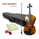 CarloGiordano Violin Outfit VS-1 3/4 カルロ・ジョルダーノ 入門バイオリンの定番　身長目安：130〜145cm 当店では初心者向けの機種を中心に年間1000セット以上のバイオリンを販売いたしておりますが、過去最も販売量の多い機種が、こちらカルロジョルダーノのVS-1および本体が同じ当店オリジナルのVS-F1です。 取り扱いを始めたころ、中国生産のバイオリンは品質が悪いということで敬遠される方も多かった時期がありましたが、現在は全国各地の多くのバイオリン教室で採用されリピートいただくようになりました。 ■仕様 サイズ 3/4 表板 スプルース 裏板＆側板 、ネック メイプル 指版 エボニー 糸巻き エボニー テールピース メタル製4アジャスタータイプ ■セット品のご紹介 本機種には他にセット品をご用意いたしております。目的に応じてお好みのセットをお選びください。 SET　内容 ASET　内容 Bセット　内容 Cセット　内容 1：本体 2：弓 3：ケース 4：松脂 5：クロス 1：本体 2：弓 3：ケース 4：松脂 5：クロス 6：肩当て 7：チューナー 1：本体 2：弓 3：ケース 4：松脂 5：クロス 6：肩当て 7：チューナー 8：交換用セット弦 9：ミュート(弱音器) 1：本体 2：弓 3：ケース 4：松脂 5：クロス 6：肩当て 7：チューナー 8：交換用セット弦 9：ミュート(弱音器) 10：教則本 11：教則DVD 12：譜面台当店一番人気の初心者向けバイオリンVS-1 当店では初心者向けの機種を中心に年間1000セット以上のバイオリンを販売いたしておりますが、過去最も販売量の多い機種が、こちらカルロジョルダーノのVS-1および本体が同じ当店オリジナルのVS-F1です。 取り扱いを始めたころ、中国生産のバイオリンは品質が悪いということで敬遠される方も多かった時期がありましたが、現在は全国各地の多くのバイオリン教室で採用されリピートいただくようになりました。 ■カルロジョルダーノ こちらのブランドを生み出したマックコーポレーションは、中国の提携工房へ技術提供をして生産委託し弦楽器や管楽器をオリジナルブランドで世界へ流通させている日本のメーカーです。 国内には同じ様に独自のブランドでリーズナブルな弦楽器や管楽器を国内外に流通させているメーカーがいくつかございます。 弦楽器の代表的なブランドは、本商品カルロジョルダーノ（マックコーポレーション）やハルシュタット(キョーリツコーポレーション）とステンター（キクタニミュージック）ですが、それ以外にもたくさんの安価なバイオリンが流通いたしております。 ■品質が良い理由 カルロジョルダーノが品質が良いと言われる理由は、このブランドを扱うマックコーポレーションに充実した技術スタッフが居ることです。また、現地にも技術スタッフが居り製造されたバイオリンを現地で品質チェックして国内に輸入しております。さらに、輸入された楽器を名古屋(マックコーポレーション本社技術課）で調整して国内に流通させております。 ■当店が選ばれる理由 別途検品内容については詳細なご案内を致しておりますが、バイオリンはお手元に到着して、そのままご使用いただける状態になっておりません。 バイオリンなど弓を使う弦楽器は、演奏前の準備がいくつか必要です。その1つが弓に松脂をつけるという準備。 松脂をつけず弾いても全く音が鳴りません。当店では、すべての楽器を試奏検品いたしますが、試奏を行う為には弓に松ヤニを塗り調弦をして音を鳴らしますので弓の状態や弦の状態また余分な共鳴がないかなどをチェックし必要に応じて調整を行っております。 国内の代表的な3社の中でもっと品質が安定しているカルロジョルダーノでさえ、試奏検品すると不具合が生じている場合がございます。実際に音を出さないと分からない所を当店では見つけて正常な状態にして出荷致しております。 ■VS-1と当店オリジナルVS-F1の違いについて VS-1は一般流通している商品で、VS-F1は当店のオリジナル機種です。 本体と弓は同じですが、最初に張っている弦が当店のオリジナルはスチール弦が張ってある点とケースの色がブルーという点が異なっております。 ナイロン弦の方が柔らかい音がいたしますが、弦が太くなりますので初心者の方は指が痛くなるという方も少なくありません。そこで、当店では押さえやすいスチール弦を採用いたしております。 なお、VS-1の弦は通常ナイロン弦が張られていますが、1/10サイズと1/16サイズはスチール弦になりますので本体に違いがなくなります。予めご了承ください。 ■仕様 サイズ 3/4 表板 スプルース 裏板＆側板 、ネック メイプル 指版 エボニー 糸巻き エボニー テールピース メタル製4アジャスタータイプ ■セット品のご紹介 本機種には他にセット品をご用意いたしております。目的に応じてお好みのセットをお選びください。 SET　内容 ASET　内容 Bセット　内容 Cセット　内容 1：本体 2：弓 3：ケース 4：松脂 5：クロス 1：本体 2：弓 3：ケース 4：松脂 5：クロス 6：肩当て 7：チューナー 1：本体 2：弓 3：ケース 4：松脂 5：クロス 6：肩当て 7：チューナー 8：交換用セット弦 9：ミュート(弱音器) 1：本体 2：弓 3：ケース 4：松脂 5：クロス 6：肩当て 7：チューナー 8：交換用セット弦 9：ミュート(弱音器) 10：教則本 11：教則DVD 12：譜面台