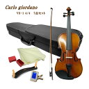 CarloGiordano Violin Outfit VS-1 4/4 カルロ・ジョルダーノ 入門バイオリンの定番　身長目安：145cm以上（大人用） チューナーと肩当てがついた7点セット 当店では初心者向けの機種を中心に年間1000セット以上のバイオリンを販売いたしておりますが、過去最も販売量の多い機種が、こちらカルロジョルダーノのVS-1および本体が同じ当店オリジナルのVS-F1です。 取り扱いを始めたころ、中国生産のバイオリンは品質が悪いということで敬遠される方も多かった時期がありましたが、現在は全国各地の多くのバイオリン教室で採用されリピートいただくようになりました。 ■仕様 サイズ 4/4 表板 スプルース 裏板＆側板 、ネック メイプル 指版 エボニー 糸巻き エボニー テールピース メタル製4アジャスタータイプ ■セット品のご紹介 本機種には他にセット品をご用意いたしております。目的に応じてお好みのセットをお選びください。 SET　内容 ASET　内容 Bセット　内容 Cセット　内容 1：本体 2：弓 3：ケース 4：松脂 5：クロス 1：本体 2：弓 3：ケース 4：松脂 5：クロス 6：肩当て 7：チューナー 1：本体 2：弓 3：ケース 4：松脂 5：クロス 6：肩当て 7：チューナー 8：交換用セット弦 9：ミュート(弱音器) 1：本体 2：弓 3：ケース 4：松脂 5：クロス 6：肩当て 7：チューナー 8：交換用セット弦 9：ミュート(弱音器) 10：教則本 11：教則DVD 12：譜面台当店一番人気の初心者向けバイオリンVS-1 当店では初心者向けの機種を中心に年間1000セット以上のバイオリンを販売いたしておりますが、過去最も販売量の多い機種が、こちらカルロジョルダーノのVS-1および本体が同じ当店オリジナルのVS-F1です。 取り扱いを始めたころ、中国生産のバイオリンは品質が悪いということで敬遠される方も多かった時期がありましたが、現在は全国各地の多くのバイオリン教室で採用されリピートいただくようになりました。 ■カルロジョルダーノ こちらのブランドを生み出したマックコーポレーションは、中国の提携工房へ技術提供をして生産委託し弦楽器や管楽器をオリジナルブランドで世界へ流通させている日本のメーカーです。 国内には同じ様に独自のブランドでリーズナブルな弦楽器や管楽器を国内外に流通させているメーカーがいくつかございます。 弦楽器の代表的なブランドは、本商品カルロジョルダーノ（マックコーポレーション）やハルシュタット(キョーリツコーポレーション）とステンター（キクタニミュージック）ですが、それ以外にもたくさんの安価なバイオリンが流通いたしております。 ■品質が良い理由 カルロジョルダーノが品質が良いと言われる理由は、このブランドを扱うマックコーポレーションに充実した技術スタッフが居ることです。また、現地にも技術スタッフが居り製造されたバイオリンを現地で品質チェックして国内に輸入しております。さらに、輸入された楽器を名古屋(マックコーポレーション本社技術課）で調整して国内に流通させております。 ■当店が選ばれる理由 別途検品内容については詳細なご案内を致しておりますが、バイオリンはお手元に到着して、そのままご使用いただける状態になっておりません。 バイオリンなど弓を使う弦楽器は、演奏前の準備がいくつか必要です。その1つが弓に松脂をつけるという準備。 松脂をつけず弾いても全く音が鳴りません。当店では、すべての楽器を試奏検品いたしますが、試奏を行う為には弓に松ヤニを塗り調弦をして音を鳴らしますので弓の状態や弦の状態また余分な共鳴がないかなどをチェックし必要に応じて調整を行っております。 国内の代表的な3社の中でもっと品質が安定しているカルロジョルダーノでさえ、試奏検品すると不具合が生じている場合がございます。実際に音を出さないと分からない所を当店では見つけて正常な状態にして出荷致しております。 ■VS-1と当店オリジナルVS-F1の違いについて VS-1は一般流通している商品で、VS-F1は当店のオリジナル機種です。 本体と弓は同じですが、最初に張っている弦が当店のオリジナルはスチール弦が張ってある点とケースの色がブルーという点が異なっております。 ナイロン弦の方が柔らかい音がいたしますが、弦が太くなりますので初心者の方は指が痛くなるという方も少なくありません。そこで、当店では押さえやすいスチール弦を採用いたしております。 なお、VS-1の弦は通常ナイロン弦が張られていますが、1/10サイズと1/16サイズはスチール弦になりますので本体に違いがなくなります。予めご了承ください。 ■仕様 サイズ 4/4 表板 スプルース 裏板＆側板 、ネック メイプル 指版 エボニー 糸巻き エボニー テールピース メタル製4アジャスタータイプ ■セット品のご紹介 本機種には他にセット品をご用意いたしております。目的に応じてお好みのセットをお選びください。 SET　内容 ASET　内容 Bセット　内容 Cセット　内容 1：本体 2：弓 3：ケース 4：松脂 5：クロス 1：本体 2：弓 3：ケース 4：松脂 5：クロス 6：肩当て 7：チューナー 1：本体 2：弓 3：ケース 4：松脂 5：クロス 6：肩当て 7：チューナー 8：交換用セット弦 9：ミュート(弱音器) 1：本体 2：弓 3：ケース 4：松脂 5：クロス 6：肩当て 7：チューナー 8：交換用セット弦 9：ミュート(弱音器) 10：教則本 11：教則DVD 12：譜面台