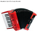 Roland ローランド V-Accordion　電子アコーディオン ピアノ鍵盤タイプ Vアコーディオンの魅力をコンパクトに凝縮したエントリー・モデル。約6.5Kgと小型・軽量ながらもスピーカーを内蔵。外部PA不要で1台で演奏を楽しめるので、年齢・性別を問わず幅広くお勧めできます。 新たにFR-7X同等のPBM音源や高精度のベローズ・センサーを採用し、本格的なアコーディオン音色、オーケストラ音色も多数内蔵。操作しやすいディスプレイやUSBメモリー端子を装備し、アコーディオン演奏の楽しみが広がります。 アコーディオン入門者にも最適なモデルです。 ※専用キャリングバッグ(BAG-FR-1)は別売です。バッグとのセット販売はこちら ■特徴 ・軽量・小型でポータブル。どこでも演奏が楽しめるアンプ＋スピーカーを内蔵。 ・最新のPBM音源と高精度のベローズ・センサーにより、クイックかつダイナミックなサウンドが実現。 ・アコーディオン・セット、オーケストラ音色、バーチャル・トーン・ホイール・オルガン音色など、上位機種譲りの本格的で多彩な音色を内蔵。 ・USBメモリー端子を装備。WAV、MP3などのオーディオ・ファイルの再生も可能。 ・7セグメント3桁LEDのディスプレイを装備し、わかりやすい操作性を実現。 ・市販充電池で駆動可能。スピーカーのON/OFF機能を搭載し、長時間の使用も。 【仕様】 鍵盤／ボタン 右手鍵盤：26鍵（ベロシティー付き）／左手ボタン：72ベース・ボタン（ベロシティー付き） 出力／スピーカー 7W × 2／9cm × 2 電源 ACアダプター、バッテリー（充電式ニッケル水素電池（単3 形）8本、別売） 寸法 幅365×奥行き195×高さ405mm 重量 6.5 kg 付属品 ACアダプター、電源コード（ACアダプター接続用）、取扱説明書、ベース・ボタン用リファレンス・キャップ、 右手ボタン用リファレンス・キャップ（ボタン・タイプのみ）、ストラップ、ファスナー（アダプター、MIDI、オーディオ・ケーブルの固定用） ■予めご了承下さい 色味に関しまして、モニタの調整や撮影時の光の加減で実物の色よりも異なって見えることがございます。 お手元にお届けした商品が掲載の色と異なって見えるなどの理由でのご返品は受け付け致しかねます。■視聴動画 軽量・コンパクトなボディに、スピーカーを内蔵。 Vアコーディオンの魅力を凝縮したピアノ鍵盤タイプ。 Vアコーディオンの魅力をコンパクトに凝縮したエントリー・モデル。約6.5Kgと小型・軽量ながらもスピーカーを内蔵。外部PA不要で1台で演奏を楽しめるので、年齢・性別を問わず幅広くお勧めできます。 新たにFR-7X同等のPBM音源や高精度のベローズ・センサーを採用し、本格的なアコーディオン音色、オーケストラ音色も多数内蔵。操作しやすいディスプレイやUSBメモリー端子を装備し、アコーディオン演奏の楽しみが広がります。 アコーディオン入門者にも最適なモデルです。 ※専用キャリングバッグ(BAG-FR-1)は別売です。バッグとのセット販売はこちら ■特徴 ・軽量・小型でポータブル。どこでも演奏が楽しめるアンプ＋スピーカーを内蔵。 ・最新のPBM音源と高精度のベローズ・センサーにより、クイックかつダイナミックなサウンドが実現。 ・アコーディオン・セット、オーケストラ音色、バーチャル・トーン・ホイール・オルガン音色など、上位機種譲りの本格的で多彩な音色を内蔵。 ・USBメモリー端子を装備。WAV、MP3などのオーディオ・ファイルの再生も可能。 ・7セグメント3桁LEDのディスプレイを装備し、わかりやすい操作性を実現。 ・市販充電池で駆動可能。スピーカーのON/OFF機能を搭載し、長時間の使用も。 【仕様】 鍵盤／ボタン 右手鍵盤：26鍵（ベロシティー付き）／左手ボタン：72ベース・ボタン（ベロシティー付き） 出力／スピーカー 7W × 2／9cm × 2 電源 ACアダプター、バッテリー（充電式ニッケル水素電池（単3 形）8本、別売） 寸法 幅365×奥行き195×高さ405mm 重量 6.5 kg 付属品 ACアダプター、電源コード（ACアダプター接続用）、取扱説明書、ベース・ボタン用リファレンス・キャップ、 右手ボタン用リファレンス・キャップ（ボタン・タイプのみ）、ストラップ、ファスナー（アダプター、MIDI、オーディオ・ケーブルの固定用） ■予めご了承下さい 色味に関しまして、モニタの調整や撮影時の光の加減で実物の色よりも異なって見えることがございます。 お手元にお届けした商品が掲載の色と異なって見えるなどの理由でのご返品は受け付け致しかねます。