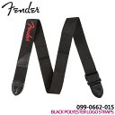 4/20はエントリーで最大P5倍★Fender ギターストラップ 2'' BLACK POLYESTER LOGO STRAP with RED LOGO 0990662015 フェンダー【メール便送料無料】