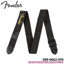 Fender ギターストラップ 2'' BLACK POLYESTER LOGO STRAP with YELLOW LOGO 0990662070 フェンダー【メール便送料無料】