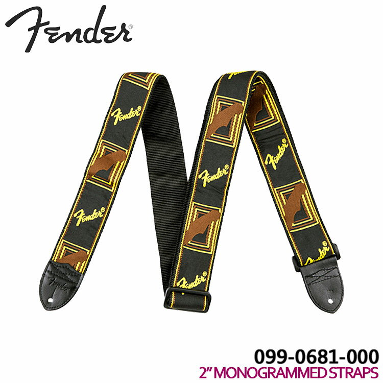 5/20はエントリーで最大P5倍★Fender ギターストラップ 2 039 039 MONOGRAMMED STRAP 0990681000 Black/Yellow/Brown モノグラム フェンダー