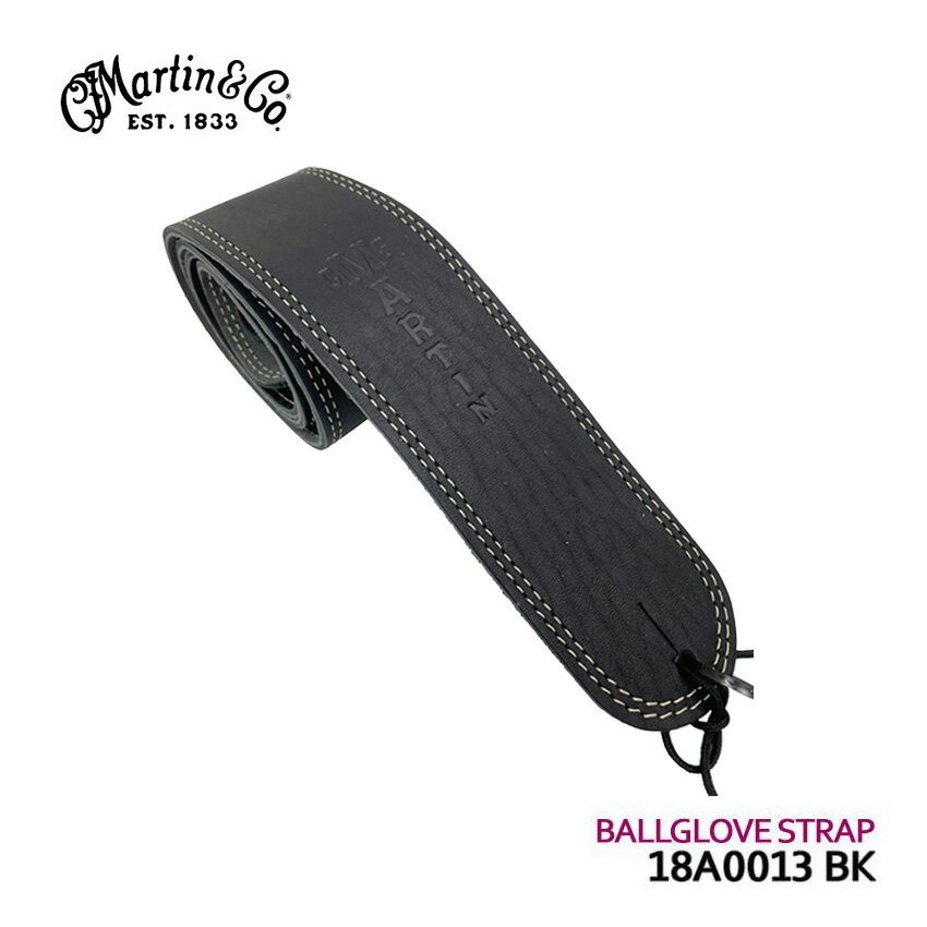 5/18はエントリーで最大P4倍★Martin ギターストラップ BALL GLOVE LEATHER STRAP 18A0013 BK ブラック レザーストラップ マーチン【メール便送料無料】