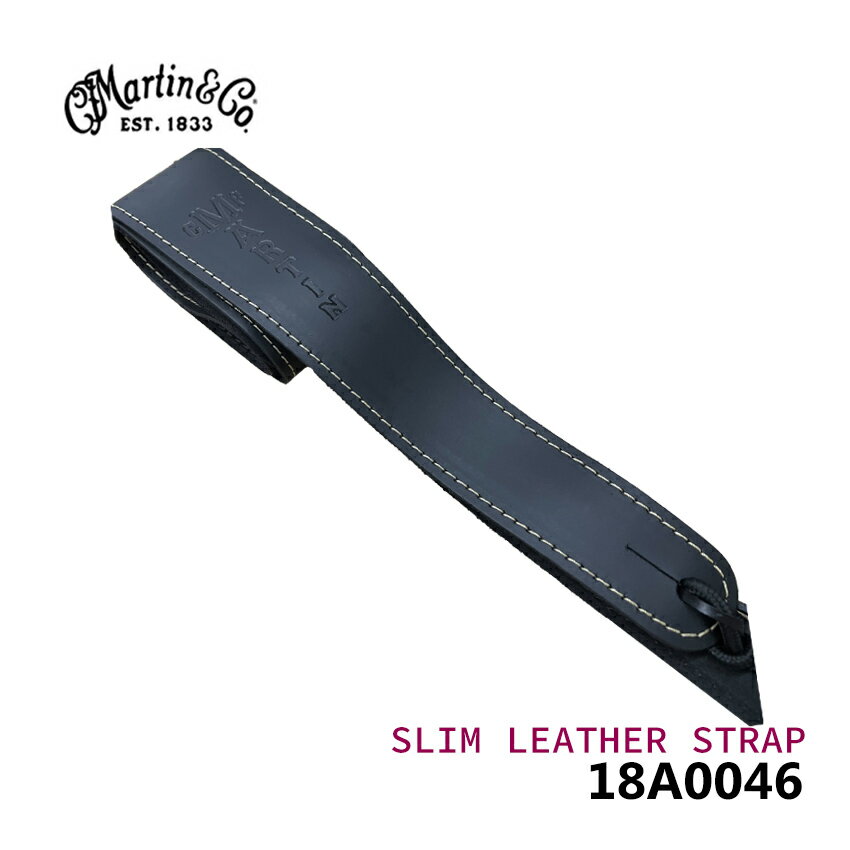 Martin ギターストラップ SLIM LEATHER STRAP 18A0046 BK ブラック レザーストラップ マーチン【メール便送料無料】