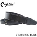 Right On! STRAPS BASSMAN Series B-CHARM Black ギターストラップ シンプル シック 大人 落ち着いた黒 おしゃれ【合皮 マイクロファイバー 高密度テラックス】