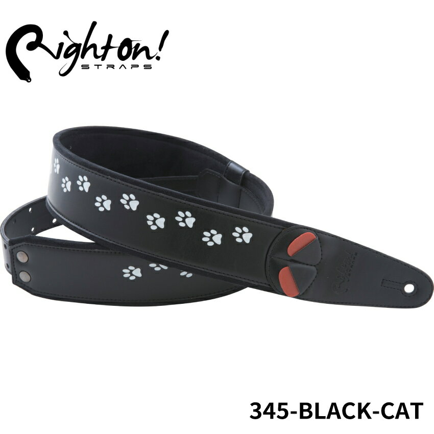 6/1はエントリーで最大P3倍★Right On! STRAPS BLACK CAT ギターストラッ ...