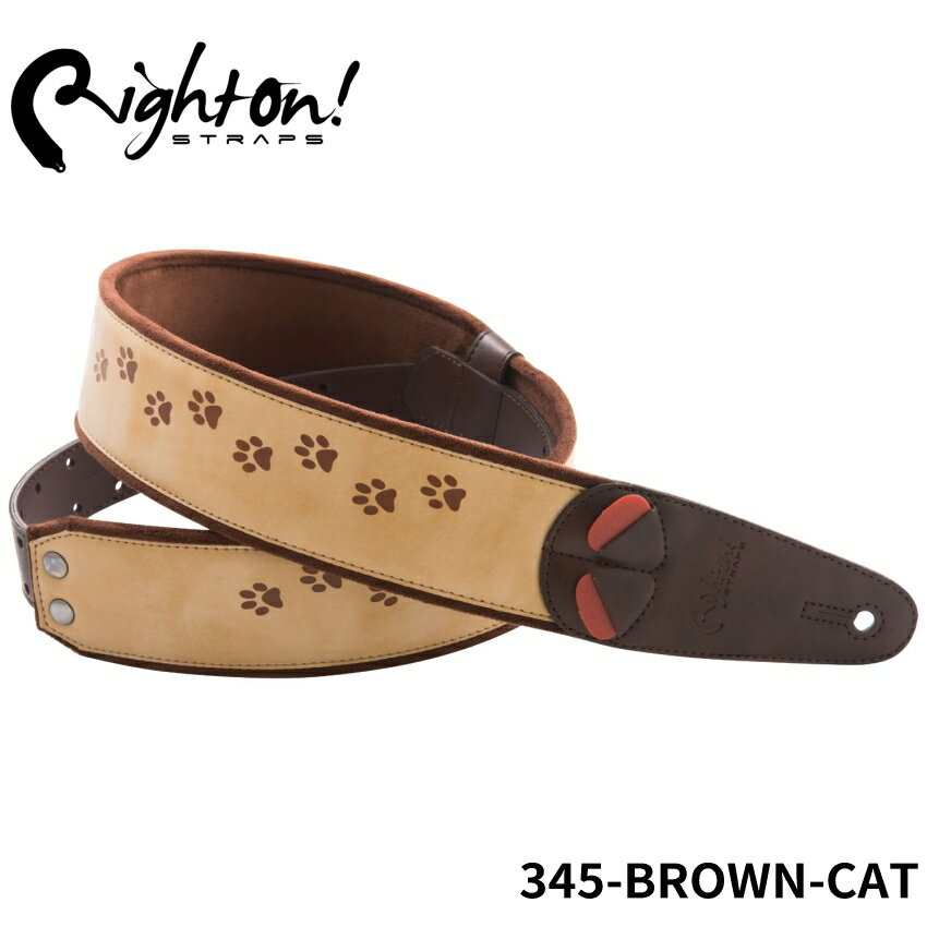 6/1はエントリーで最大P3倍★Right On! STRAPS BROWN CAT ギターストラッ ...