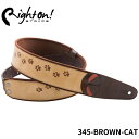 Right On STRAPS BROWN CAT ギターストラップ ブラウンキャットトンキニーズ種 猫柄 猫の足跡 シンプル おしゃれ【合皮 マイクロファイバー 高密度テラックス】