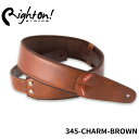 Right On! STRAPS MOJO Series CHARM Brown ギターストラップ チャームブラウン シンプル 茶色 珈琲 おしゃれ【レザー 合皮 高密度テラックス ピック入れ付き】