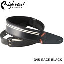 Right On! STRAPS MOJO Series RACE Black ギターストラップ レース ブラック モノトーン ビンテージ 黒 おしゃれ【合皮 高密度テラックス ピック入れ付き】