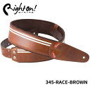Right On! STRAPS MOJO Series RACE Brown ギターストラップ レースブラウン コーヒー カフェモカ レトロ おしゃれ【合皮 高密度テラックス ピック入れ付き】