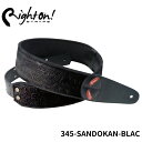 Right On STRAPS MOJO Series SANDOKAN Black ギターストラップ サンドカン ブラック 黒色 おしゃれ【合皮 マイクロファイバー 高密度テラックス ピック入付】