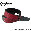 Right On STRAPS MOJO Series SANDOKAN Red ギターストラップ サンドカン レッド 赤色 紅色 おしゃれ【ハンドペイント 合皮 高密度テラックス ピック入れ付き】