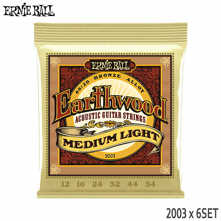 【4日20時〜限定 最大10％OFF】アコースティックギター弦 アーニーボール 2003 6セット EARTHWOOD 80/20 BRONZE MEDIUM LIGHT ERNiE BALL【メール便送料無料】