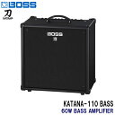 ボス KATANA-110B 60Wベースアンプ ボスのベースアンプ｢KATANA-110 BASS｣です。 - 本商品の特徴 - KATANA-110Bは、ベーシストが必要とする全てを備えた汎用性の高いベース・アンプです。 心臓部には、BOSSオリジナル・デザインのクラスABパワーアンプを採用し、サウンドへのこだわりと、安定した駆動をバランスよく両立しました。 さらに、カスタム・メイドの10インチ・ウーファーとツイーターを搭載。 アンプはキャラクターの異なる3つのタイプから選択可能で、あらゆる音楽ジャンルに対応できます。 エフェクトは同時に4系統まで使用でき、ドライ音のブレンド機能やGLOBAL EQを活用すれば緻密なサウンド・メイキングまで行えます。ステージ・パフォーマンスやレコーディング、自宅での練習まで、あらゆるシチュエーションで活躍するベース・アンプです。 - 理想的なアンプ・サウンド - クラスAB回路設計をベースにBOSS独自のテクノロジーを融合。温かみのあるサウンドと、素早いレスポンス、クラスを越えた大音量を実現しました。アンプ・タイプは、個性豊かな3種類から選択可能なため、幅広いサウンド・メイクに対応できます。また、SHAPEボタンを使用すれば、ミッド・スクープ/ブライト/ワイドレンジの3種類から簡単にサウンドの調節が可能です。 ツイーターはON/OFFの切替えが可能になっているため、輪郭のはっきりとしたサウンドから、分厚くパンチのあるサウンドまで素早く調節できます。 - 多彩なエフェクト - 60種類以上のベース専用エフェクトを搭載。 4つのエフェクト・ブロックで構成されており、それぞれコンプレッサー/リミッター、ドライブ、FX1、FX2が割り当てられています。FX1はコーラス、フランジャー、オクターバー、ベース・シンセ等、多彩なエフェクトを網羅。FX2は、これらのエフェクトに加え、ディレイとリバーブが搭載されています。 - スムーズなセットアップが可能 - アンプ・タイプやEQ、エフェクトの設定は本体に6つまで保存可能。別売のフットコントローラー GA-FCやフットスイッチのFSシリーズを接続すれば、ライブ・パフォーマンスでの音色切り替えもスムーズに行えます。 - レコーディングや練習にも最適 - 専用アプリBOSS TONE STUDIOで設定可能なAIR FEELにより、ライン出力においてもマイクでの集音をシミュレートしたサウンドを3種類から選択できます。また、アンプ本体のPOWER CONTROLノブでアンプの最大出力を変更できるため、自宅でも小音量かつ厚みのあるサウンドで練習できます。 ※製品の仕様及びデザインは改良のため予告なく変更することがあります。 ※ディスプレイの設定などにより色調が実物と異なる場合がございますが、ご購入後に思った色と違うなどでのキャンセルはご遠慮下さい。ボス KATANA-110B 60Wベースアンプ ボスのベースアンプ｢KATANA-110 BASS｣です。 - 本商品の特徴 - KATANA-110Bは、ベーシストが必要とする全てを備えた汎用性の高いベース・アンプです。 心臓部には、BOSSオリジナル・デザインのクラスABパワーアンプを採用し、サウンドへのこだわりと、安定した駆動をバランスよく両立しました。 さらに、カスタム・メイドの10インチ・ウーファーとツイーターを搭載。 アンプはキャラクターの異なる3つのタイプから選択可能で、あらゆる音楽ジャンルに対応できます。 エフェクトは同時に4系統まで使用でき、ドライ音のブレンド機能やGLOBAL EQを活用すれば緻密なサウンド・メイキングまで行えます。ステージ・パフォーマンスやレコーディング、自宅での練習まで、あらゆるシチュエーションで活躍するベース・アンプです。 - 理想的なアンプ・サウンド - クラスAB回路設計をベースにBOSS独自のテクノロジーを融合。温かみのあるサウンドと、素早いレスポンス、クラスを越えた大音量を実現しました。アンプ・タイプは、個性豊かな3種類から選択可能なため、幅広いサウンド・メイクに対応できます。また、SHAPEボタンを使用すれば、ミッド・スクープ/ブライト/ワイドレンジの3種類から簡単にサウンドの調節が可能です。 ツイーターはON/OFFの切替えが可能になっているため、輪郭のはっきりとしたサウンドから、分厚くパンチのあるサウンドまで素早く調節できます。 - 多彩なエフェクト - 60種類以上のベース専用エフェクトを搭載。 4つのエフェクト・ブロックで構成されており、それぞれコンプレッサー/リミッター、ドライブ、FX1、FX2が割り当てられています。FX1はコーラス、フランジャー、オクターバー、ベース・シンセ等、多彩なエフェクトを網羅。FX2は、これらのエフェクトに加え、ディレイとリバーブが搭載されています。 - スムーズなセットアップが可能 - アンプ・タイプやEQ、エフェクトの設定は本体に6つまで保存可能。別売のフットコントローラー GA-FCやフットスイッチのFSシリーズを接続すれば、ライブ・パフォーマンスでの音色切り替えもスムーズに行えます。 - レコーディングや練習にも最適 - 専用アプリBOSS TONE STUDIOで設定可能なAIR FEELにより、ライン出力においてもマイクでの集音をシミュレートしたサウンドを3種類から選択できます。また、アンプ本体のPOWER CONTROLノブでアンプの最大出力を変更できるため、自宅でも小音量かつ厚みのあるサウンドで練習できます。 【主な仕様】 ブランド BOSS 機種名 KATANA-110　BASS タイプ ベースアンプ 定格出力 60W スピーカー ウーファー：25cm×1 ツィーター：×1 コントロール POWERスイッチ MASTER VOLUMEつまみ POWER CONTROLスイッチ（STANDBY、1W、MAX） TWEETERボタン ＜INPUT EFX＞ COMPボタン DRIVEボタン COMPつまみ DRIVEつまみ ＜AMPLIFIER＞ PADボタン SHAPEボタン TYPEつまみ（VINTAGE、FLAT、MODERN） GAINつまみ VOLUMEつまみ ＜BLEND＞ BLENDボタン DRY LEVELつまみ ＜EQUALIZER＞ LOW MIDボタン HIGH MIDボタン BASSつまみ LOW MIDつまみ HIGH MIDつまみ TREBLEつまみ ＜EFFECTS＞ FX1ボタン FX2ボタン TAPボタン FX1つまみ FX2つまみ ＜TONE SETTING＞ CH1ボタン CH2ボタン CH3ボタン PANELボタン ＜BALANCED OUT＞ GND LIFTスイッチ（OFF、ON） SELECT（POST、PRE、DIRECT） 接続端子 INPUT端子：標準タイプ POWER AMP IN：標準タイプ BALANCED OUT端子：XLRタイプ SEND端子：標準タイプ RETURN端子：標準タイプ SPEAKER OUT（MIN4Ω）端子：標準タイプ REC OUT/PHONES端子：ステレオ標準タイプ EXP PEDAL/CTL CH1/CH2端子：TRS標準タイプ GA-FC端子：TRS標準タイプ AUX IN端子：ステレオ・ミニ・タイプ USB端子：USB Bタイプ Bluetooth ADAPTOR SLOT：Bluetooth Audio MIDI Dual Adaptor AC IN端子 電源 AC100V 外形寸法 470mm（W）×300mm（H）×500mm（D） 重量 16.8kg 付属品 取扱説明書、電源コード、2P-3P変換器、保証書、GA-FCシール ※製品の仕様及びデザインは改良のため予告なく変更することがあります。 ※ディスプレイの設定などにより色調が実物と異なる場合がございますが、ご購入後に思った色と違うなどでのキャンセルはご遠慮下さい。