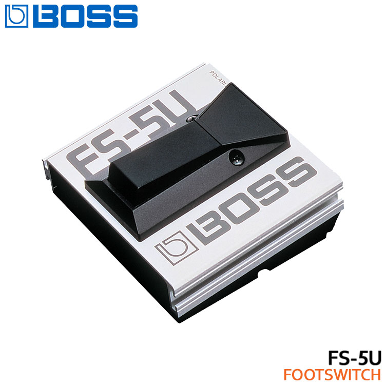 BOSSのフットスイッチ「FS-5U」です。踏んだ状態でON、離すとOFFになり、主に、キーボードやシンセサイザーのサスティン・ペダル、ディレイなどのテンポ切り替えなどに使うモーメンタリー/アンラッチタイプの小型フットスイッチです。ポラリティ・スイッチ採用で、異なる極性の機器にも使用出来ます。頑強なアルミ・ボディで「FS-6」「FS-5L」「AB-2」など、他のスイッチと本体同士を横並びでスタッキング可能です。 【主な仕様】 ■ブランド：BOSS ■機種：FS-5U Footswitch ■タイプ：フットスイッチ/モーメンタリータイプ ■接続端子：標準ジャック ■サイズ：96（W）×90（D）×43（H）mm ■質量：230g ※製品の仕様及びデザインは改良のため予告なく変更することがあります。 ※ご注文頂くタイミングによっては売り切れの場合がございます。ご注文時に売り切れの場合は、お取り寄せにお時間を頂くこととなります。予めご了承下さい。BOSSのフットスイッチ「FS-5U」です。 踏んだ状態でON、離すとOFFになり、主に、キーボードやシンセサイザーのサスティン・ペダル、ディレイなどのテンポ切り替えなどに使うモーメンタリー/アンラッチタイプの小型フットスイッチです。ポラリティ・スイッチ採用で、異なる極性の機器にも使用出来ます。頑強なアルミ・ボディで「FS-6」「FS-5L」「AB-2」など、他のスイッチと本体同士を横並びでスタッキング可能です。 「LATCH（ラッチ）」「MOMENTARY(モーメンタリー/アンラッチ)」について BOSSのフットスイッチには、ラッチ・タイプの「FS-5L」と、モーメンタリー（アンラッチ）タイプの「FS-5U」がございます。ラッチ・タイプは、踏むたびにオンとオフが切り替わります。主にチャンネルの切り替えやエフェクターのオン/オフ、リズムマシンやシーケンサーのスタート/ストップなどに使います。モーメンタリー（アンラッチ）タイプは、踏んだ状態がオン、離すとオフになります。主に、キーボードやシンセサイザーのサスティン・ペダル、ディレイなどのテンポ切り替えなどに使います。また、極性（ポラリティー）が逆の場合、動作が逆になりますので、接続する機器の取扱説明書をご参照の上、ラッチ/モーメンタリー、および極性を正しく設定の上ご使用ください。 ※接続ケーブルは別売で、一般的なギターケーブルで大丈夫です。 ブランド BOSS 機種 FS-5L Footswitch タイプ フットスイッチ/モーメンタリータイプ 接続端子 標準ジャック 外形寸法 96（W）×90（D）×43（H）mm 重量 230g ※製品の仕様及びデザインは改良のため予告なく変更することがあります。