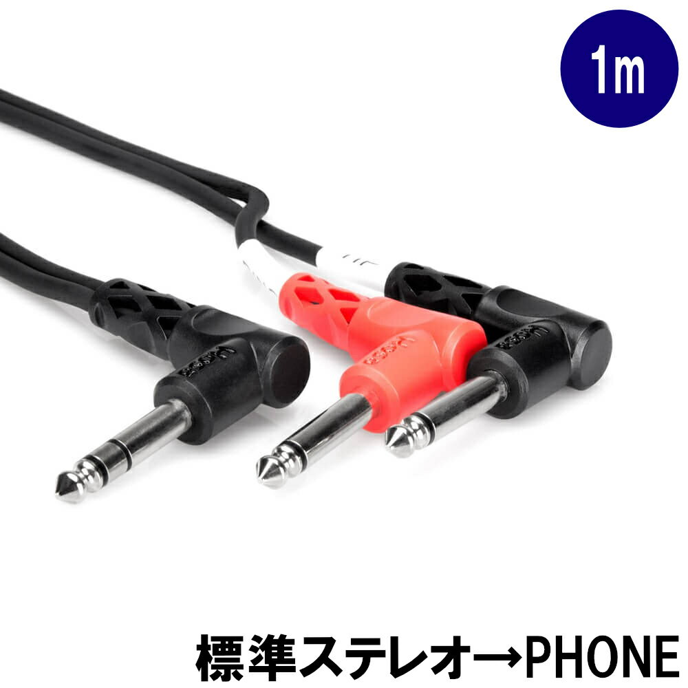HOSA 1m ケーブル L型標準ステレオ→L型標準フォン×2 STP-201 Yケーブル