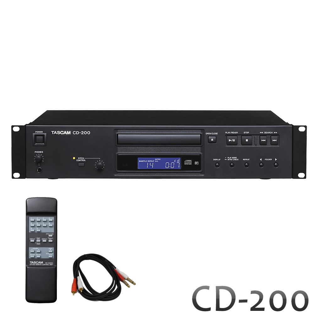 業務用 CDプレイヤー　TASCAM(タスカム) CD-200 【簡易PAセットのCD再生に最適なフォーンケーブル付き】