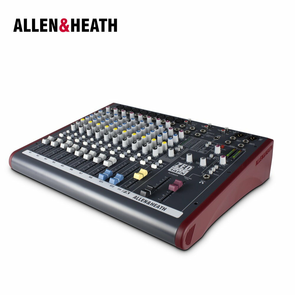 デジタルエフェクト USBステレオ出力 60mmフェーダー搭載ミキサー ■イベント、ライブ、レコーディング等多目的に対応するモデル ■入力 モノラルx8 ステレオx2 ■プロフェッショナル仕様の60mmフェーダー ■ギター、ベースの信号を直接入力可能なクラスA FETハイ・インピーダンス入力を2系統搭載 ■コンデンサーマイク用48Vファンタム電源 ■USBオーディオ入出力 ■デジタルエフェクトプロセッサー搭載 ■USBオーディオ ・USBケーブルでPCと接続し、簡単な設定を行うだけで、ハイクオリティなオーディオ信号の入出力が可能。 ■MUSIQ ・ミッドレンジ周波数可変となっている、レスポンスに優れた3バンドEQを搭載。 ・サウンドを調整するために最適化されたスロープ（Q）を設定したMusiQを採用。 ■ZED-FX ・クラス最高峰、スタジオクオリティの高品位エフェクト。 ・ディレイ系を中心に、ルーム/ホール/アリーナなど広さによる響きの違いを表現するリバーブ各種、フランジャー、コーラスなど16種を搭載。 ・タップ・ディレイ、プリ・ディレイの設定、ルーム・サイズの変更、フランジャーのスピード変更など、パラメータの操作で細やかな音色作りも可能。 ■ギターDI ・ギターやベースの信号を直接入力できるハイインピーダンス入力（M7／M8）を用意。 ・クラスA FET回路と、26dBゲイン・ブースト・スイッチにより、真空管の持つソフトで暖かみのある音質特性を忠実に再現。 スペック マイク／ライン入力×8（うち2系統はクラスA FETハイインピーダンス入力） 高品位60mmフェーダー MusiQ搭載3バンドEQ（中域の周波数可変） USBステレオオーディオ入出力 プリフェードAUXセンド×1 FXセンド×1 ステレオ出力×2 独立した2トラック・レコード出力 16個のエフェクターを内蔵 インサート搭載のXLRメインステレオ出力 優れたモニタリング性能 48Vファンタム電源供給可能でコンデンサーマイクに対応 ハイインピーダンス入力のゲインブーストスイッチをリアパネルに搭載 ノイトリック製XLR端子 ノイトリック製フォーンジャック 寸法（W×H×D）：440×95×346mm 質量：約6.2kg ご確認ください。 ※製品の仕様及びデザインは改良のため予告なく変更することがあります。■イベント、ライブ、レコーディング等多目的に対応するモデル ■入力 モノラルx8 ステレオx2 ■プロフェッショナル仕様の60mmフェーダー ■ギター、ベースの信号を直接入力可能なクラスA FETハイ・インピーダンス入力を2系統搭載 ■コンデンサーマイク用48Vファンタム電源 ■USBオーディオ入出力 ■デジタルエフェクトプロセッサー搭載 ■USBオーディオ ・USBケーブルでPCと接続し、簡単な設定を行うだけで、ハイクオリティなオーディオ信号の入出力が可能。 ■MUSIQ ・ミッドレンジ周波数可変となっている、レスポンスに優れた3バンドEQを搭載。 ・サウンドを調整するために最適化されたスロープ（Q）を設定したMusiQを採用。 ■ZED-FX ・クラス最高峰、スタジオクオリティの高品位エフェクト。 ・ディレイ系を中心に、ルーム/ホール/アリーナなど広さによる響きの違いを表現するリバーブ各種、フランジャー、コーラスなど16種を搭載。 ・タップ・ディレイ、プリ・ディレイの設定、ルーム・サイズの変更、フランジャーのスピード変更など、パラメータの操作で細やかな音色作りも可能。 ■ギターDI ・ギターやベースの信号を直接入力できるハイインピーダンス入力（M7／M8）を用意。 ・クラスA FET回路と、26dBゲイン・ブースト・スイッチにより、真空管の持つソフトで暖かみのある音質特性を忠実に再現。 スペック マイク／ライン入力×8（うち2系統はクラスA FETハイインピーダンス入力） 高品位60mmフェーダー MusiQ搭載3バンドEQ（中域の周波数可変） USBステレオオーディオ入出力 プリフェードAUXセンド×1 FXセンド×1 ステレオ出力×2 独立した2トラック・レコード出力 16個のエフェクターを内蔵 インサート搭載のXLRメインステレオ出力 優れたモニタリング性能 48Vファンタム電源供給可能でコンデンサーマイクに対応 ハイインピーダンス入力のゲインブーストスイッチをリアパネルに搭載 ノイトリック製XLR端子 ノイトリック製フォーンジャック 寸法（W×H×D）：440×95×346mm 質量：約6.2kg