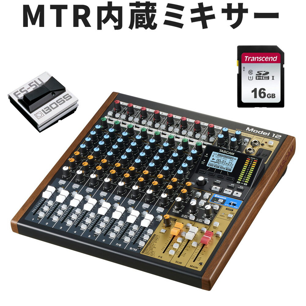 TASCAM MODEL12 オーディオインターフェイス/MTRモード付 ミキサー フットスイッチとSDカードのセット【6月中旬入荷予定】