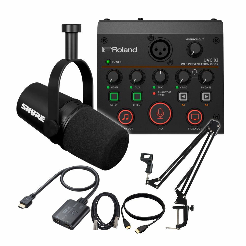 Roland オーディオインターフェイス UVC-02 + SHURE MV7X ブラックセット