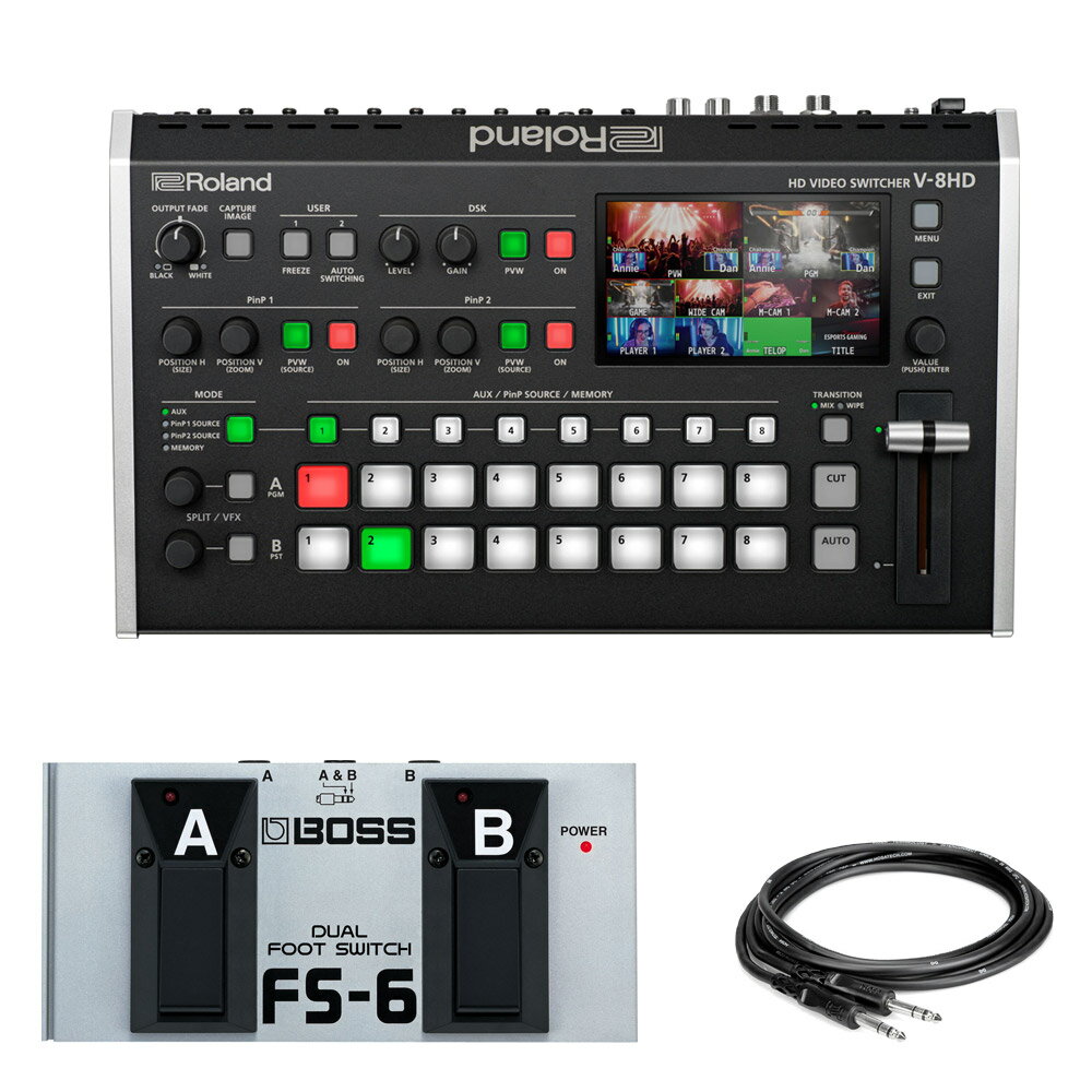 Roland ビデオスイッチャー V-8HD　純正オプションフットスイッチ　FS-6付きセット