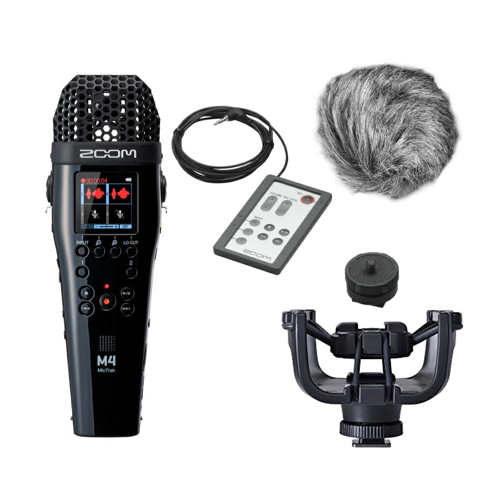 \7/1限定エントリーで全品P10倍×最大1000円オフCP/ZOOM M4 本体 + リモートコントローラー ショックマウント ウィンドスクリーンセット