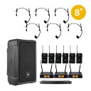 【5/1限定】クーポン最大1000円OFF★JBL 簡易PAセット ワイヤレスヘッドマイク6本付き 1300W パワードスピーカー IRX108BT-Y3 セッ...