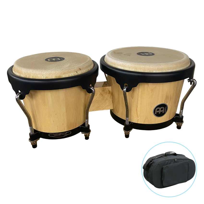 MEINL マイネル HB100NT ウッドボンゴ ナチュラル ボンゴケース付き Headlinerシリーズ パーカッション入門向け 木製ボンゴ