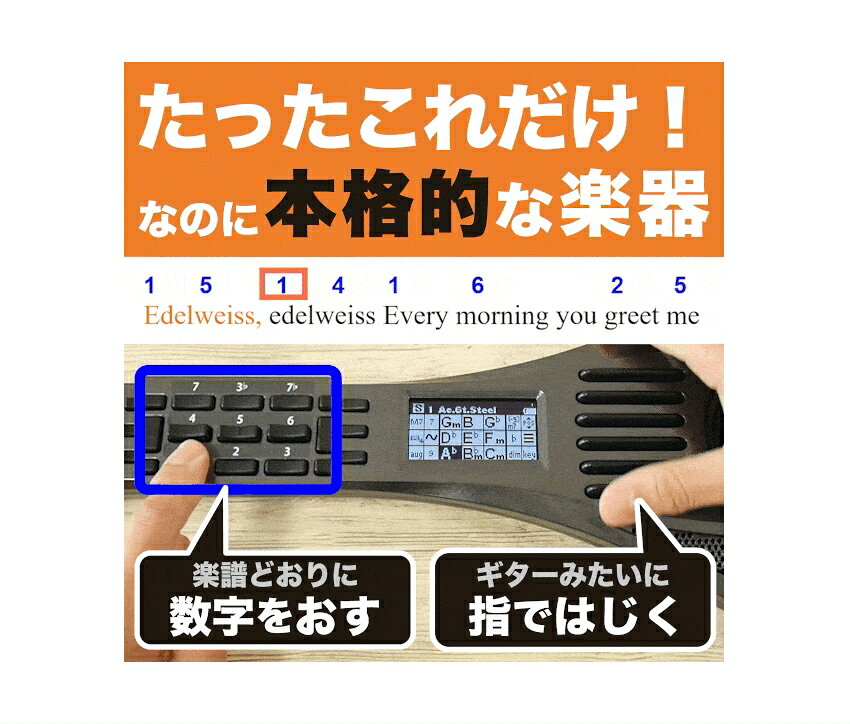 ボタンで弾く 簡単楽器 インスタコード InstaChord＋ 指1本でギターが弾ける 逆カラオケ 弾き語り 一人でも楽しめる楽器 ひとりセッション 重ねて楽しい 電子楽器 ケース付き ギターもピアノも 触ったその日から曲が弾ける ゆる楽器 スマート楽器 merry-net-10041996 楽器のことならメリーネット サンプル画像3