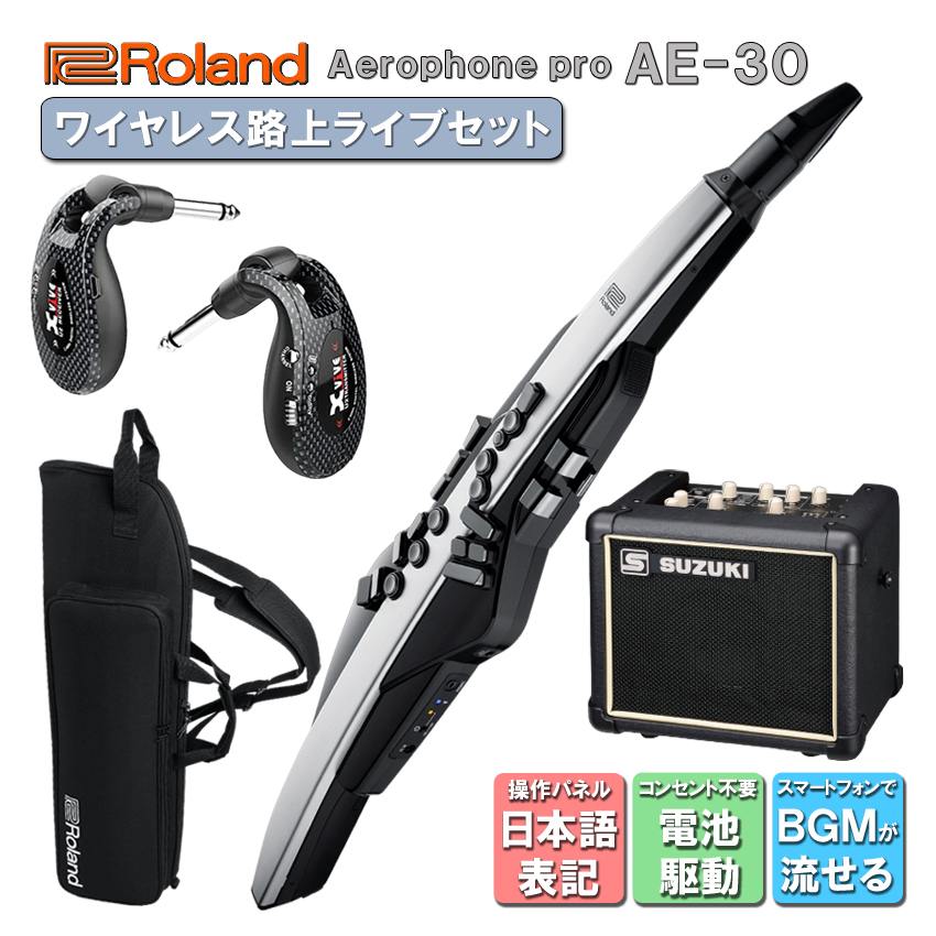 5/20はエントリーで最大P5倍★Roland Aerophone Pro AE-30【初心者でも大丈夫！簡単に路上ライブが出来るセット】日本語操作パネルのアンプ付き ウインドシンセ デジタル管楽器 電子楽器