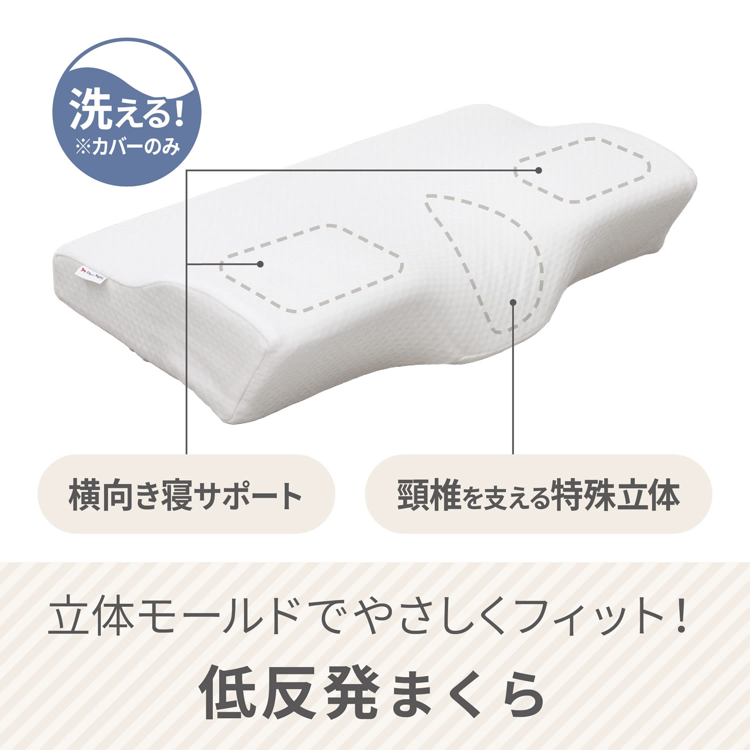 【レビュー特典★まくらパッド付】 枕 まくら 低反発 まくら 低反発 横向き寝 頸椎 頸椎を支える 洗えるカバー 立体モールド フィット感 30×50×6~10cm 敬老の日 プレゼント [3]