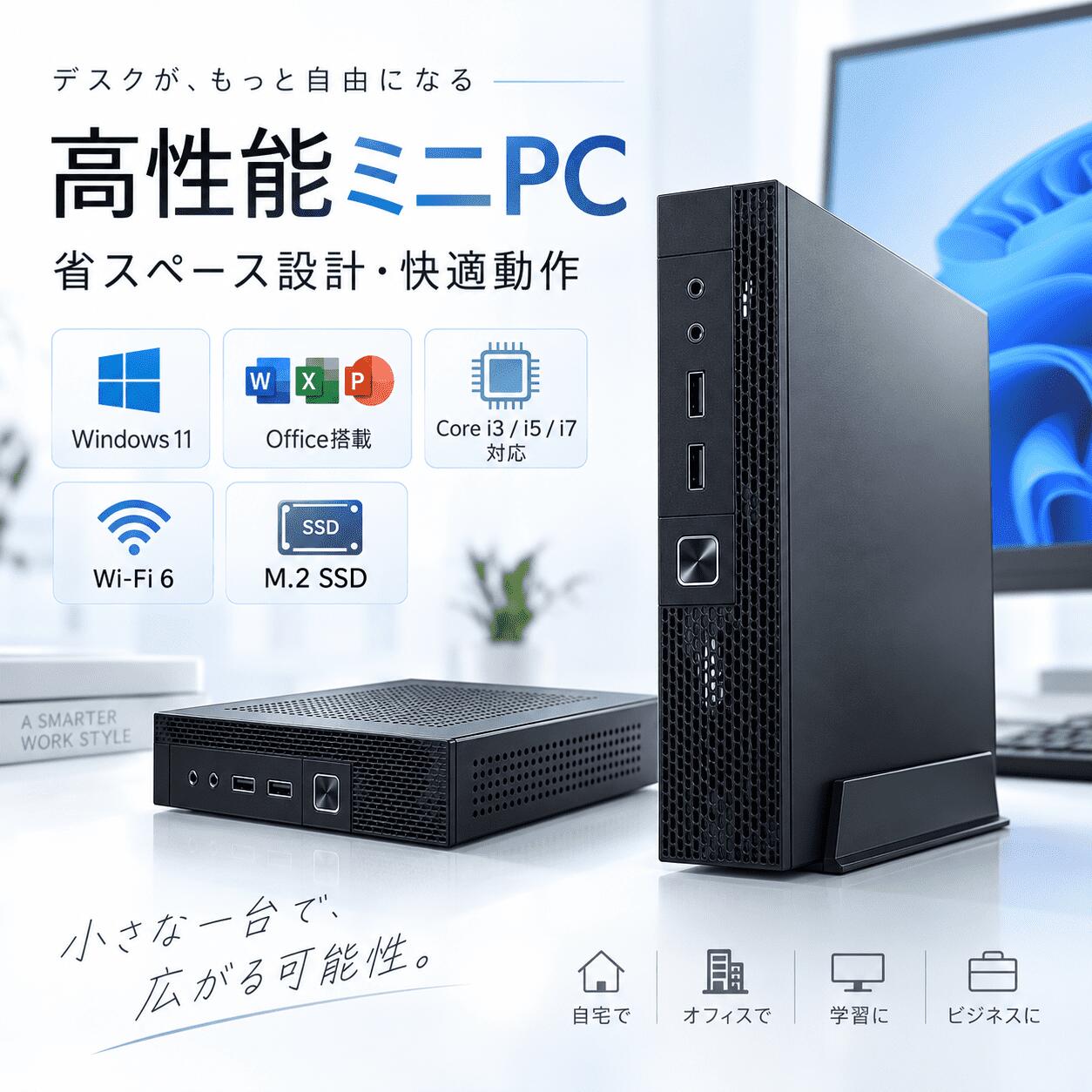 ミニPC Windows 11 デスクトップパソコン Intel Core i3～i7 最大i7-13650HX DDR4 16GB M.2 NVMe SSD 128GB～1TB Wi-Fi6 4K出力 初期設定済 省スペース 小型PC 在宅勤務 オフィス 学習用