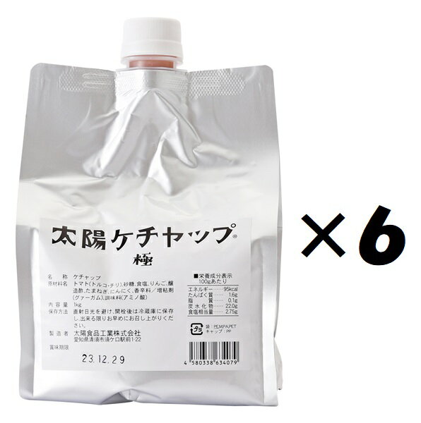 （6袋セット）（KS）太陽ケチャップ 極 1kg(パウチ)×6袋セット（代引・他の商品と混載不可）（沖縄・離島への発送は不可）