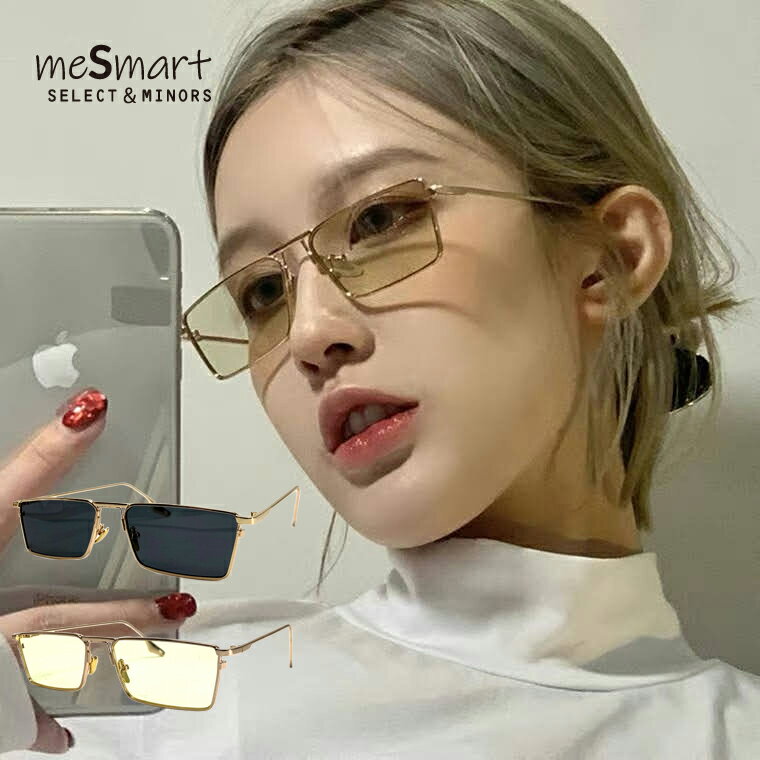 【meSmart公式】meSmart SELECT LADYRAM レディーラム スクエア サングラス uvカット UVカット メンズ レディース 度なし ゴールド ブラック ゴールド おしゃれ 軽量 いかつい 送料無料