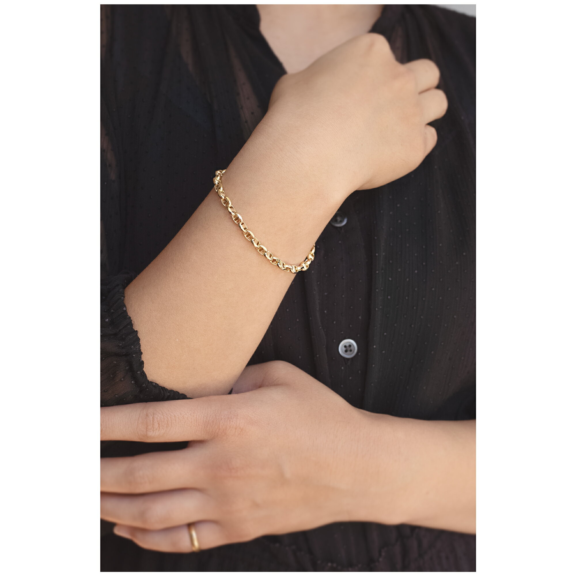 K18 ブレスレット 幅4.6mm 長さ15cm~20cm イエローゴールド ユニセックス メンズ レディース 18金 18K YG エスカルゴ アンカー アズキ チェーン 中空 バングル 品質保証書付