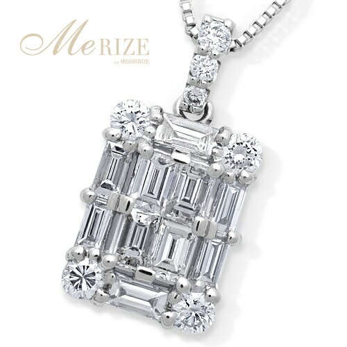 天然 ダイヤ 0.5ct パヴェ ネックレス プラチナ pt900 K18 ゴールド各色 四角 スクエア ペンダント バケットカット ＆ ラウンド コンビ ダイヤモンド 0.5カラット 18金 18K ホワイト イエロー ピンク YG WG PG 4月誕生石 ベネチアンチェーン 45cm 品質保証書付