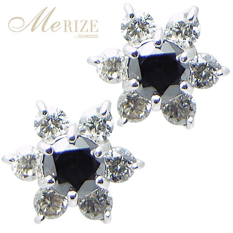 天然 一粒 ブラックダイヤ ＆ ダイヤ 0.36ct ペア ピアス K18 ゴールド各色 フラワー 花 スタッド レディース ダイヤモンド 0.36カラット 18金 18K ホワイト イエロー ピンク YG WG PG ダブルロックキャッチ 黒 一粒ジュエリー 4月誕生石 品質保証書付